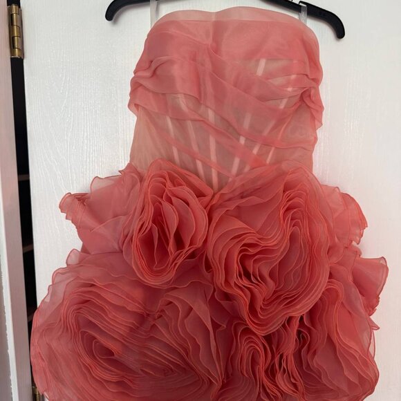 Milla, itsMilla appliquéd organza coral mini dress - Picture 6 of 11